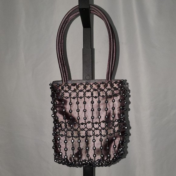 Purple satin evening purse - Picture 2 of 7